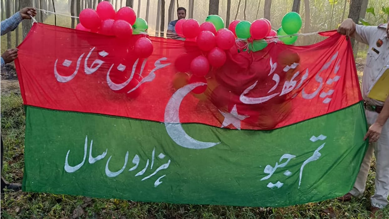 Flag of Pakistani political party hanging on tree found in Yumnanagar