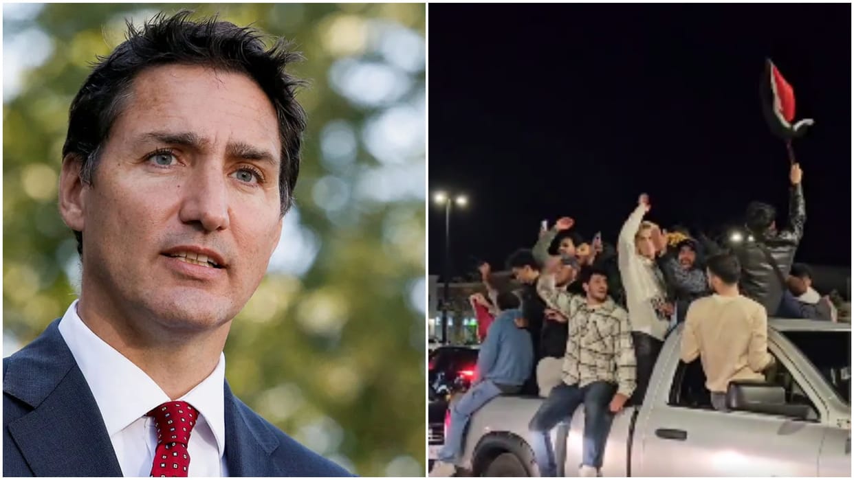 Canada prime minister justin trudeau on israel hamas conflict youth celebrates with palentine flag
