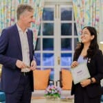 British High Commissioner Alex Ellis with Shreya Dharmarajan