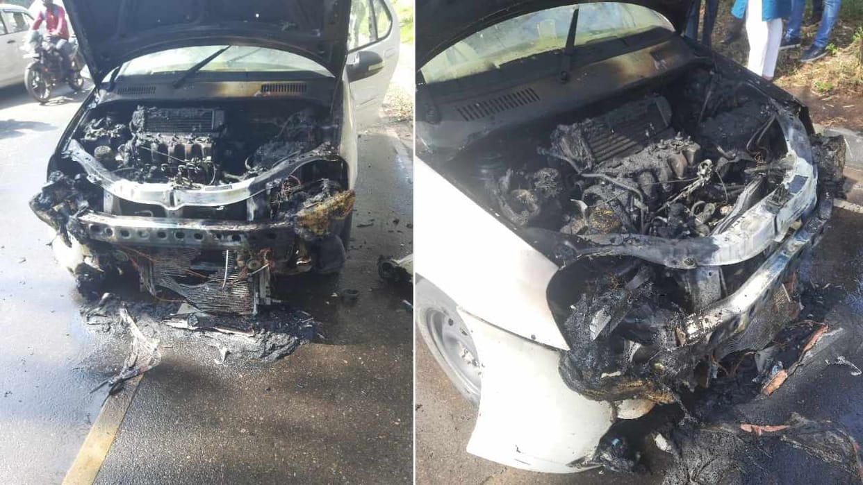 Fire break out in moving car in Chandigarh