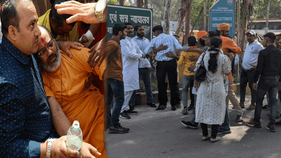 There was a scuffle with Yeti Narasimhanand in Ghaziabad.