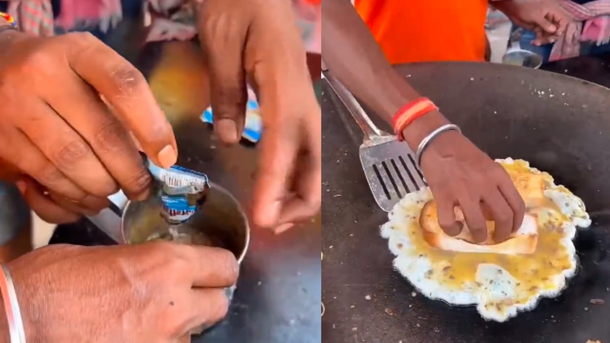 Gutka Omelette Video Someone Made Omelette With Mixing Pan Masala In Egg Watch Shocking Video