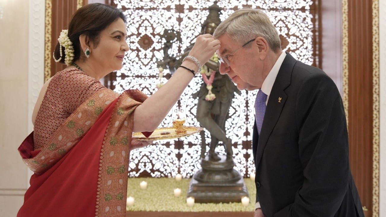 Mukesh Ambani and Nita Ambani, founder and chairperson of Reliance Foundation hosted IOC president Thomas Bach
