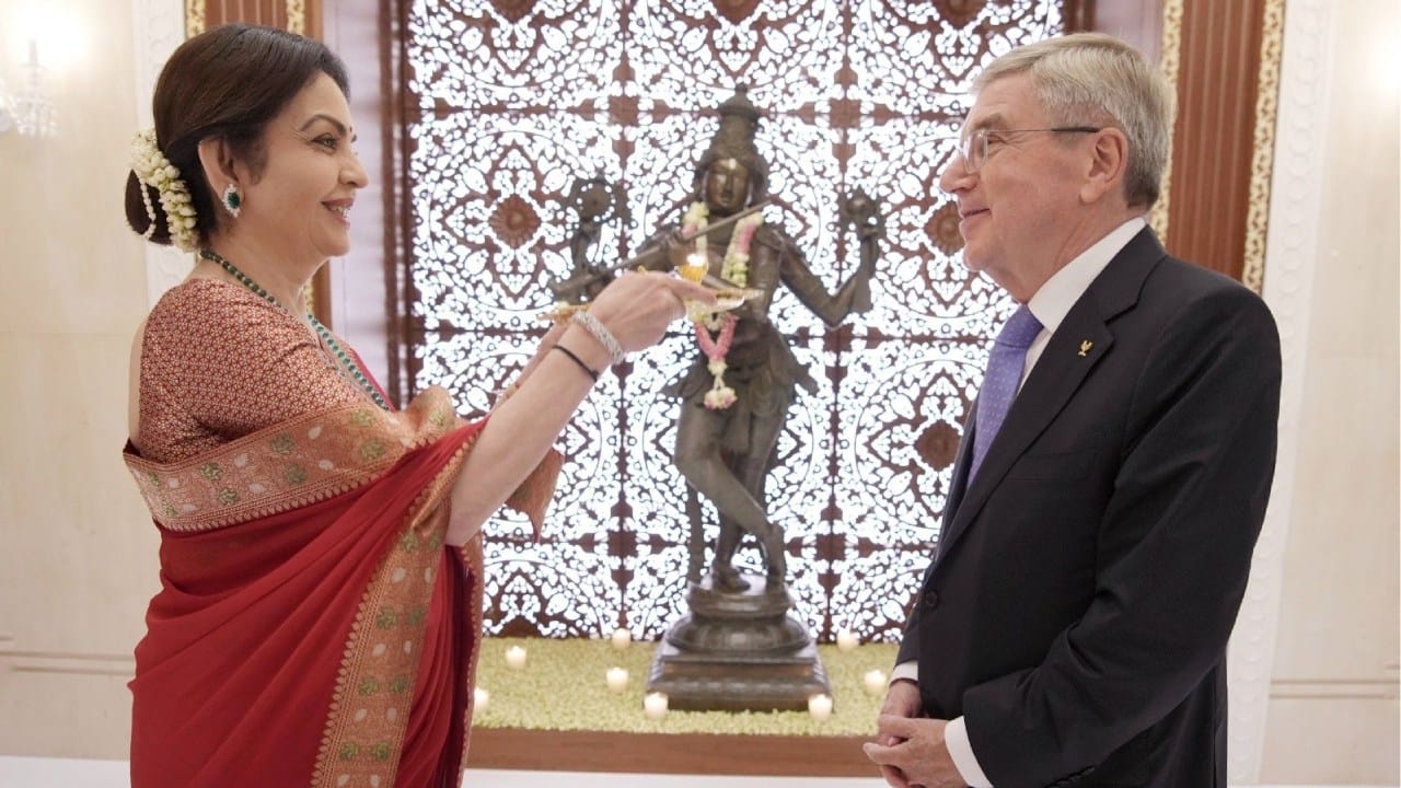 Mukesh Ambani and Nita Ambani, founder and chairperson of Reliance Foundation hosted IOC president Thomas Bach