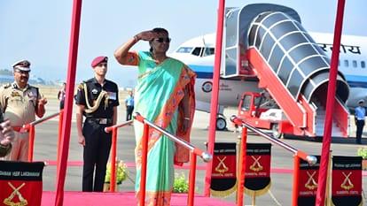 President Draupadi Murmu reached Srinagar welcomed by lg manoj sinha at airport