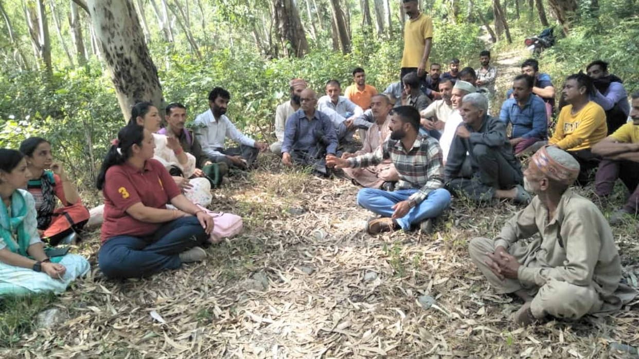 Renuka Dam: Displaced people stopped the work of counting trees in Siyun village.