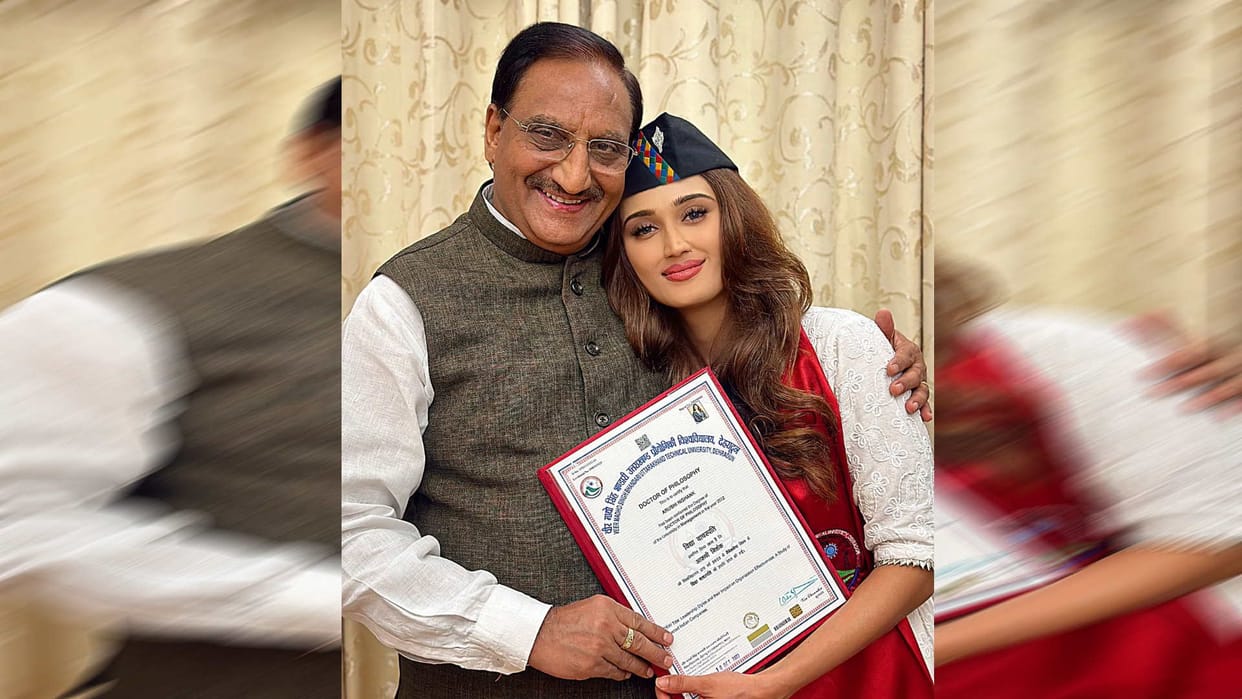 Actress Arushi Nishank Got Doctor of Philosophy PhD degree in Human Resource Management