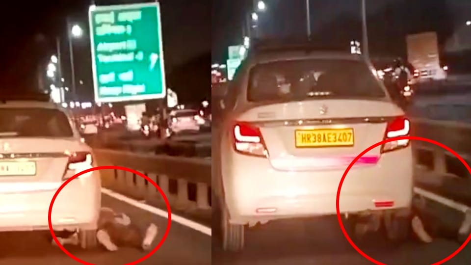 Taxi driver dragged for one kilometer in Delhi hand stuck in seat belt miscreant still did not stop Mahipalpur