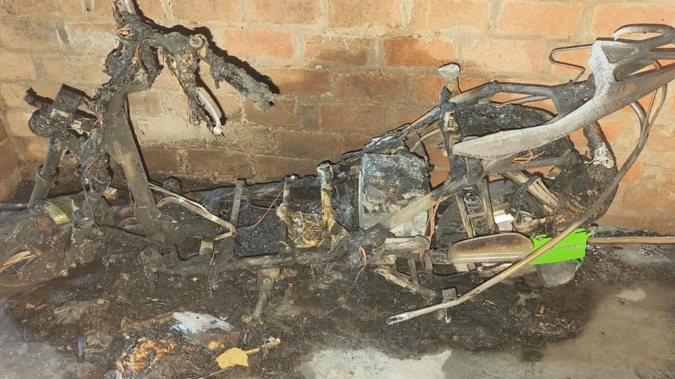 Electric scooter catches fire due to short circuit while charging