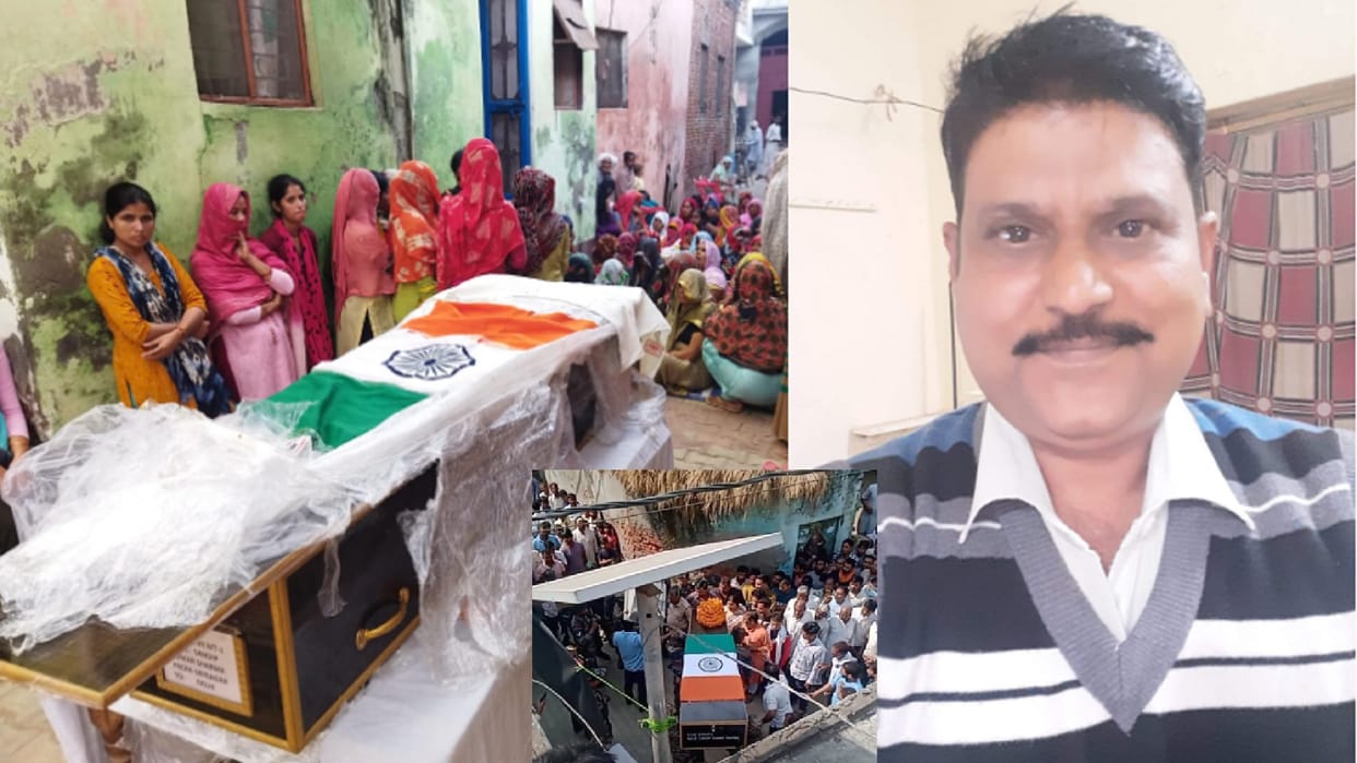 Army soldier Sandeep has last rites were performed in sad atmosphere in village after died by heart attack