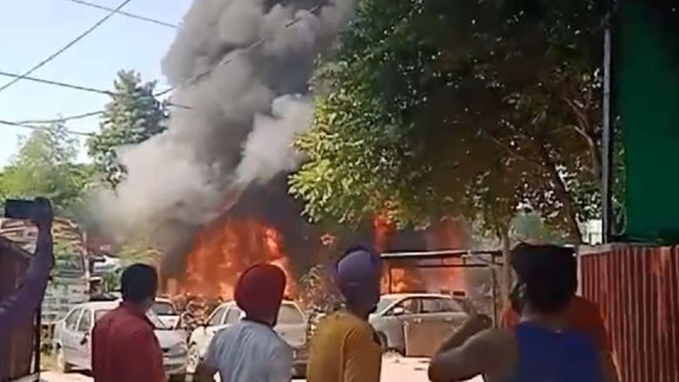 Fire broke out at Sunny Enclave police post in Mohali
