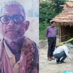 मृतक तुलसीराम निषाद व जांच करती फॉरेंसिक टीम।