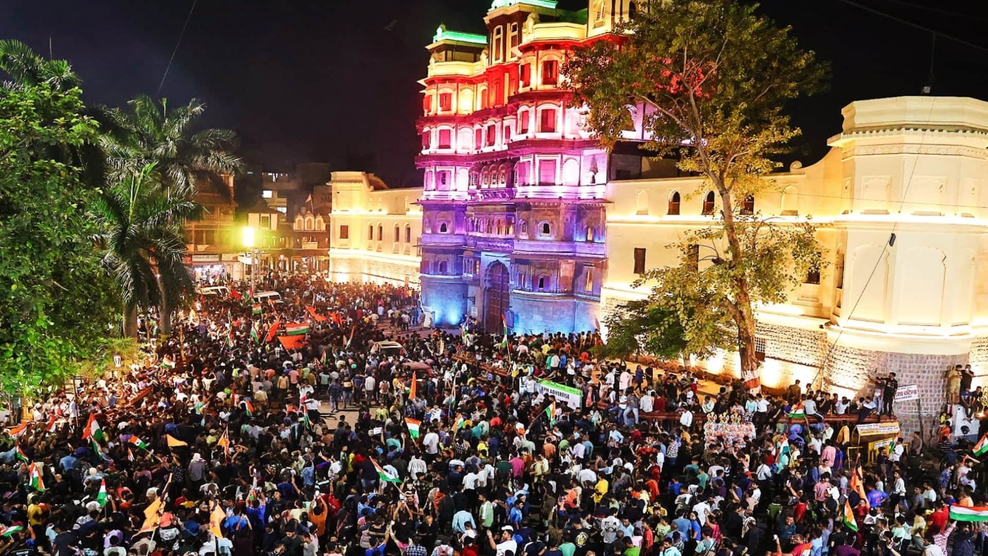 IND vs PAK World Cup 2023 Thousands of tricolor flags waved at Rajwada in celebration of India victory