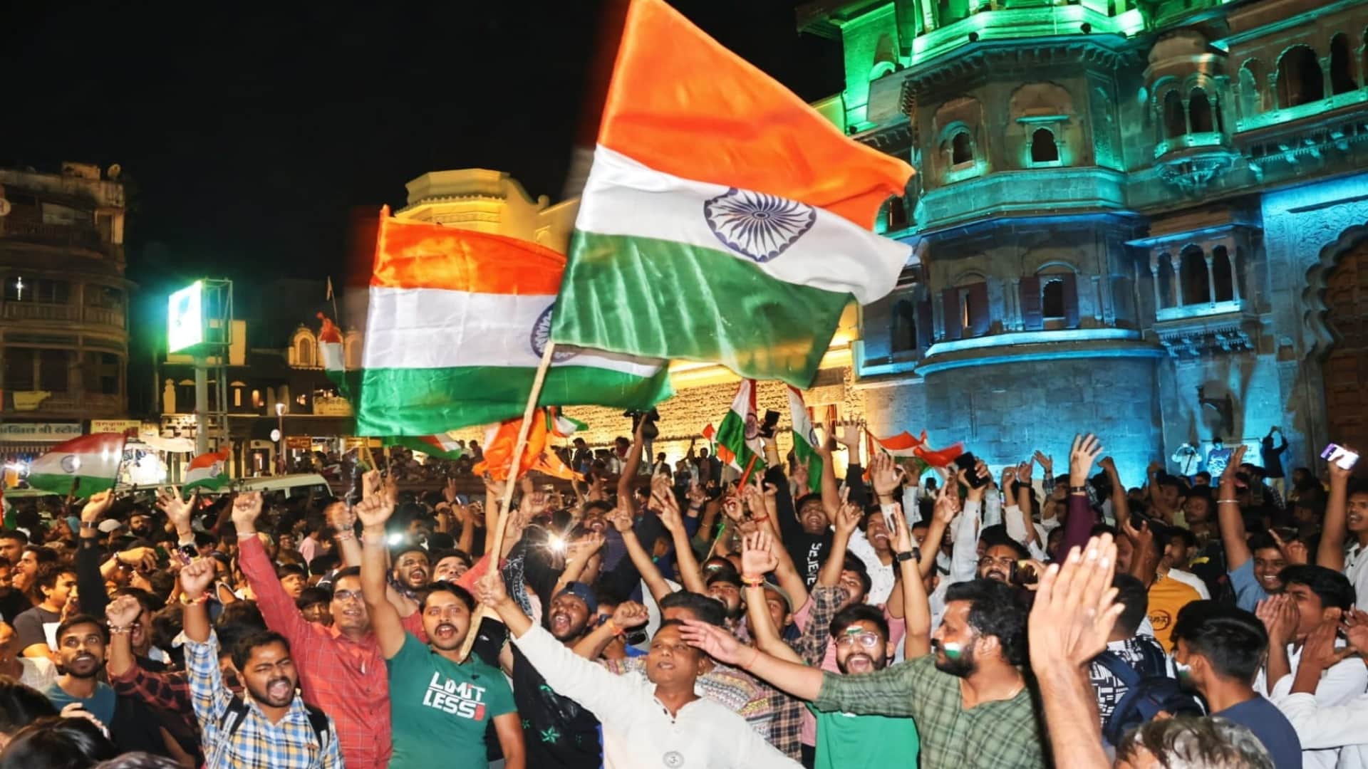 IND vs PAK World Cup 2023 Thousands of tricolor flags waved at Rajwada in celebration of India victory