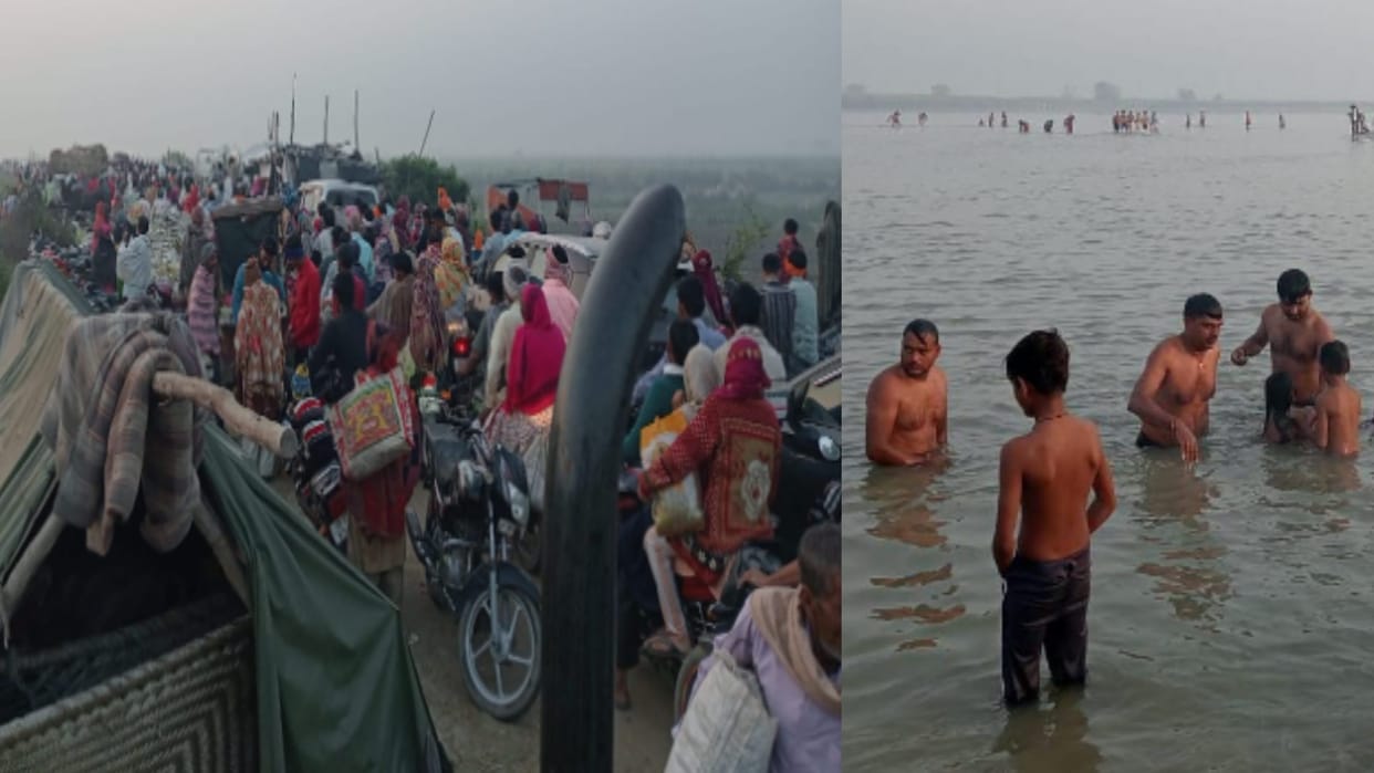 Meerut: Devotees bathed in Ganga ghats on Amavasya in Hastinapur and long traffic jam on main road