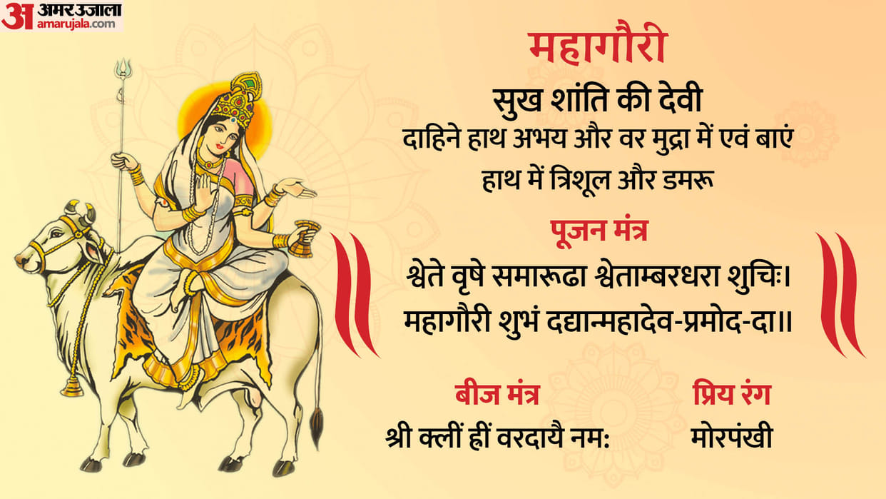 Shardiya Navratri 2023 Day 8 Maa Mahagauri Puja Vidhi Shubh Muhurat Mantra And Arti in Hindi