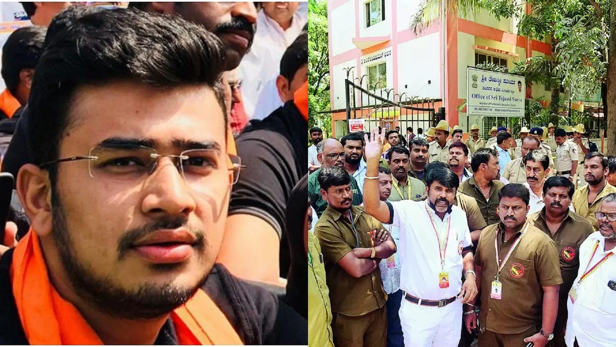 Autorickshaw Taxi Drivers Unions protest against MP Tejasvi Surya for supporting carpooling in Bengaluru
