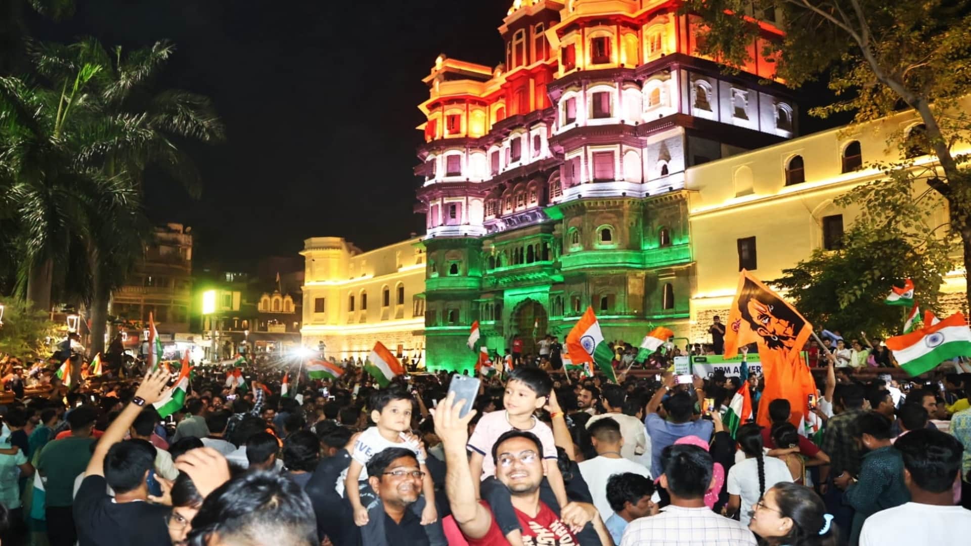 IND vs PAK World Cup 2023 Thousands of tricolor flags waved at Rajwada in celebration of India victory