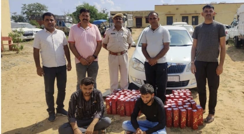 Two smugglers arrested in Sirohi with 88 bottles of English liquor