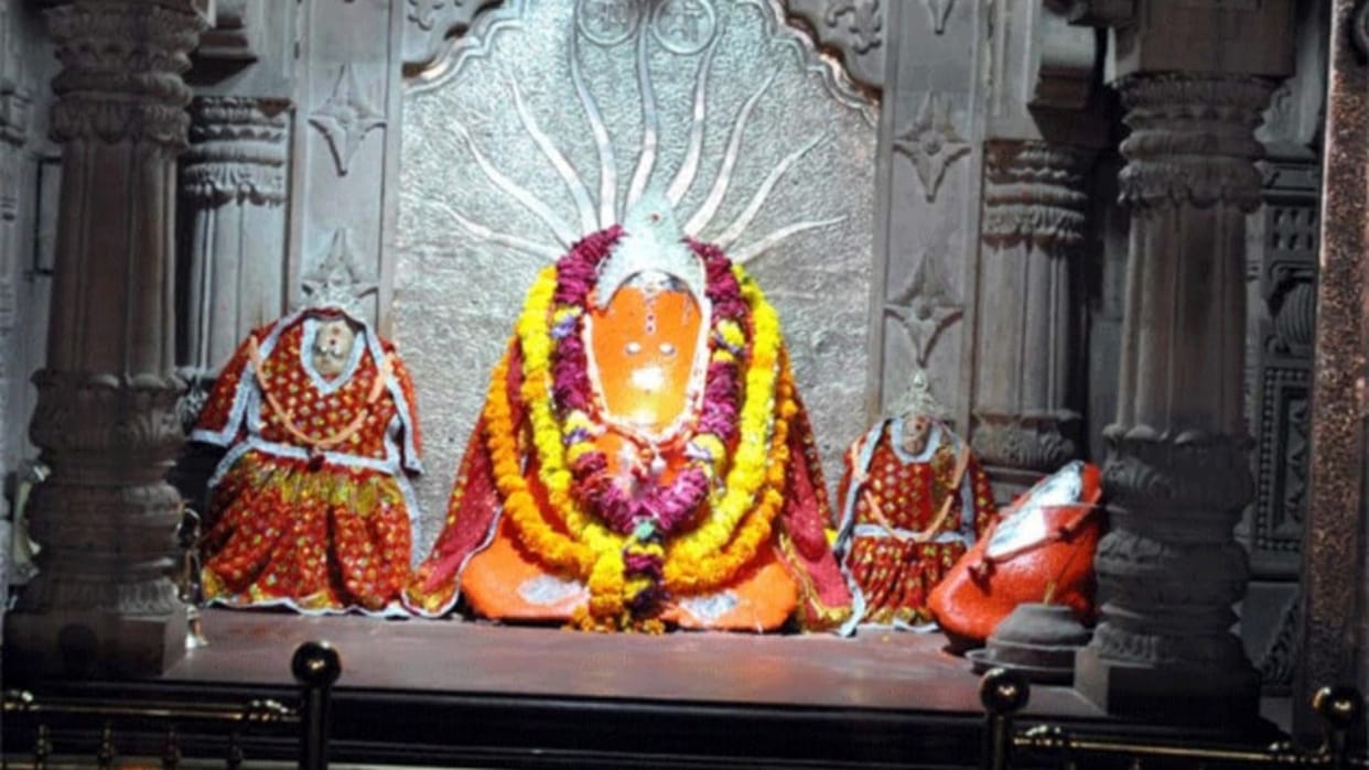 Vijayasan Mata Mata Vijayasan sitting on a thousand feet covered with a sheet of greenery