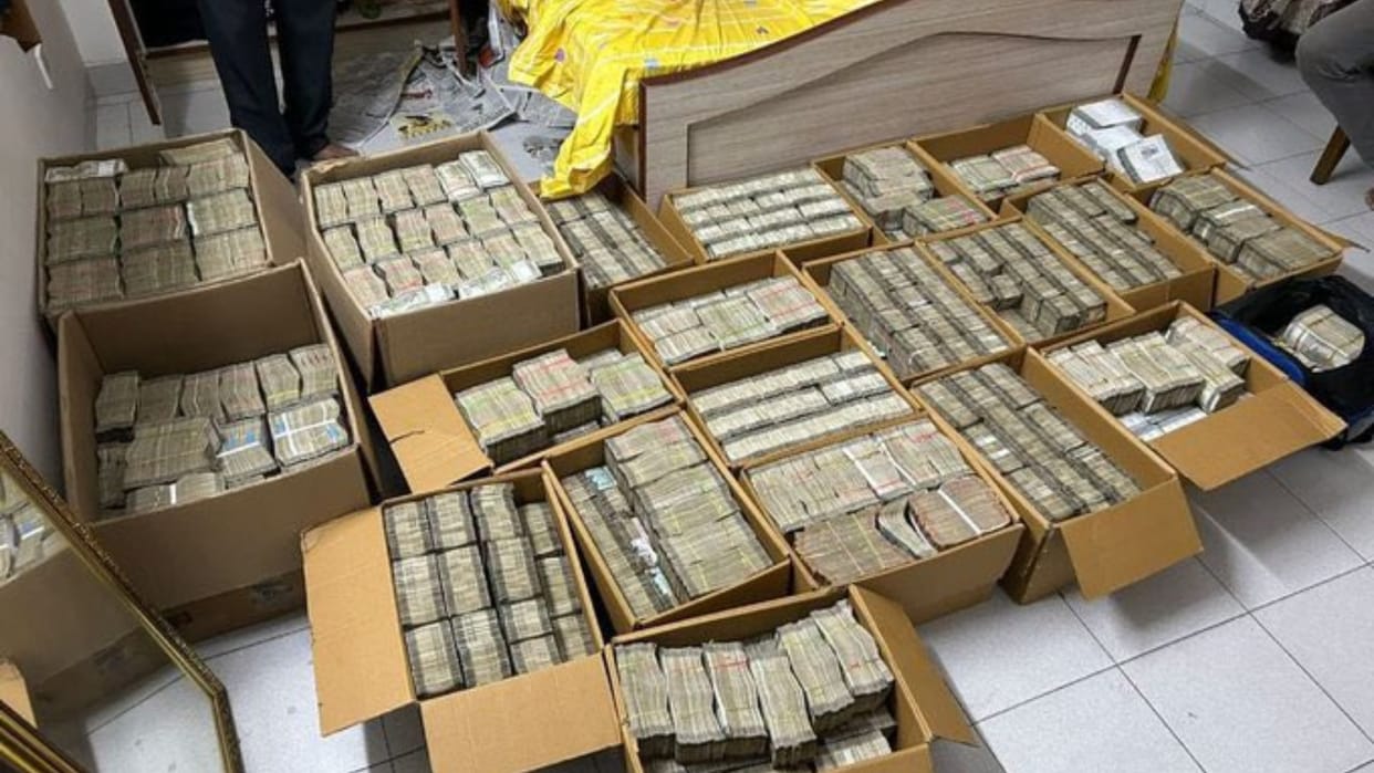 Many boxes filled with currency notes were recovered in the IT department raid.