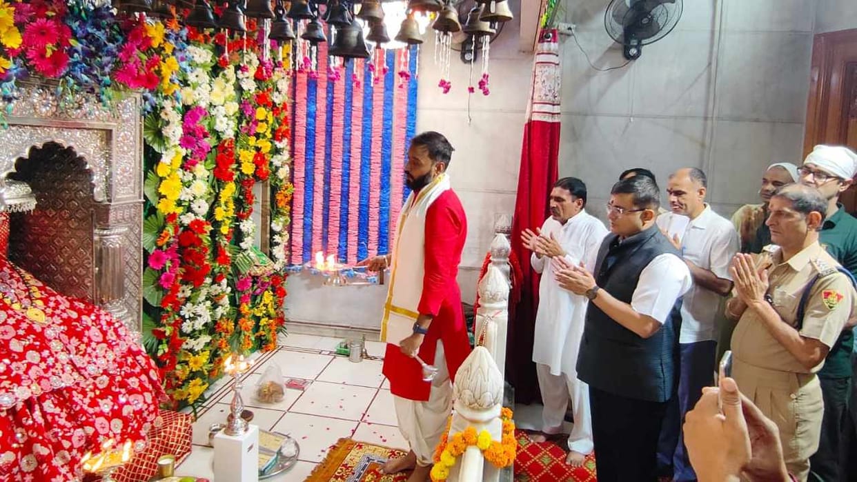 Devotees gathered in Mata Bhimeshwari Devi Mandir in Beri