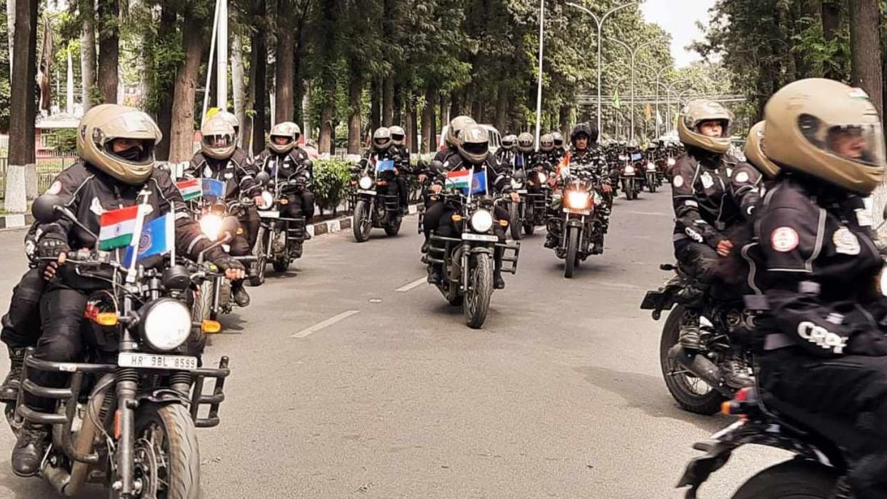 A team of 50 CRPF women bikers reached Kurukshetra University