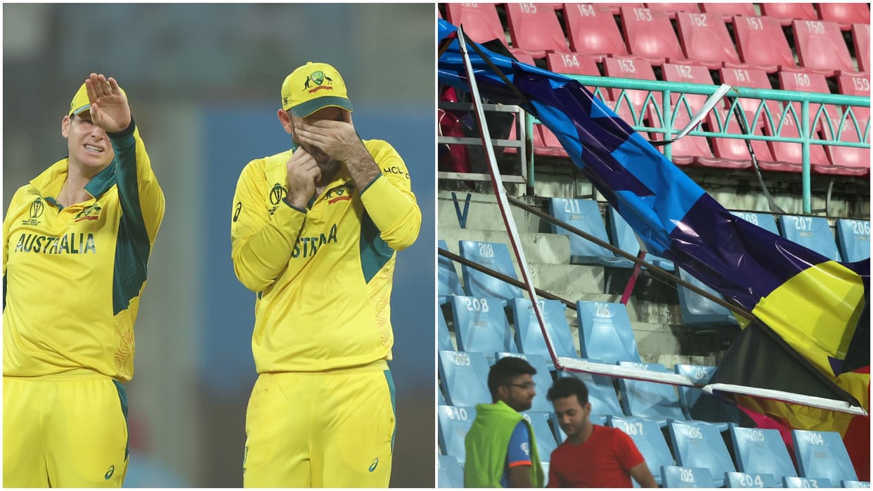 Video watch Storm hits Lucknow during Australia-Sri Lanka World Cup 2023 match Ekana Stadium