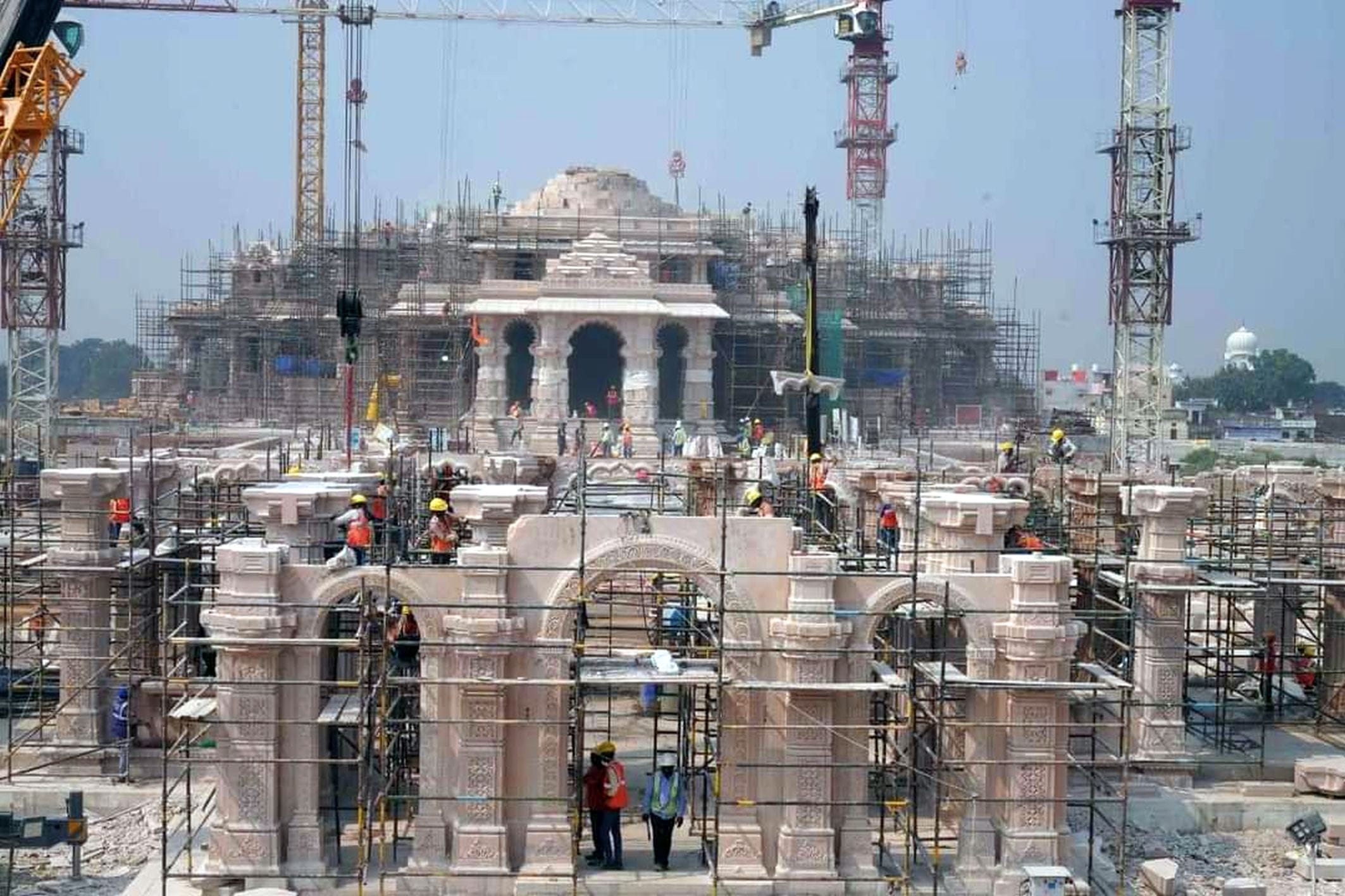 Floor work is under process in Ram temple in Ayodhya.