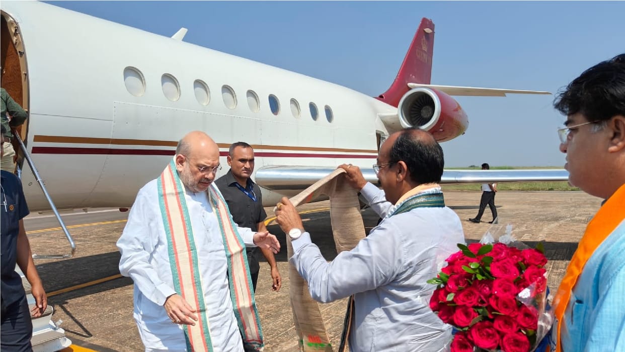 CG Election 2023: Union Home Minister Amit Shah Raipur visit, welcomed by Arun Sao, left for Rajnandgaon