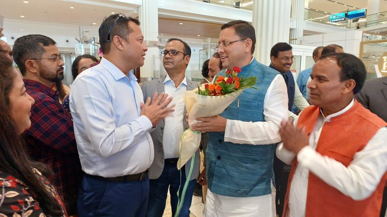 Global Investors Conference 2023 CM Pushkar singh Dhami reached Dubai for road Show