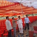 कार्यक्रम स्थल का जायजा लेेते राजपूत समाज के पदाधिकारी।