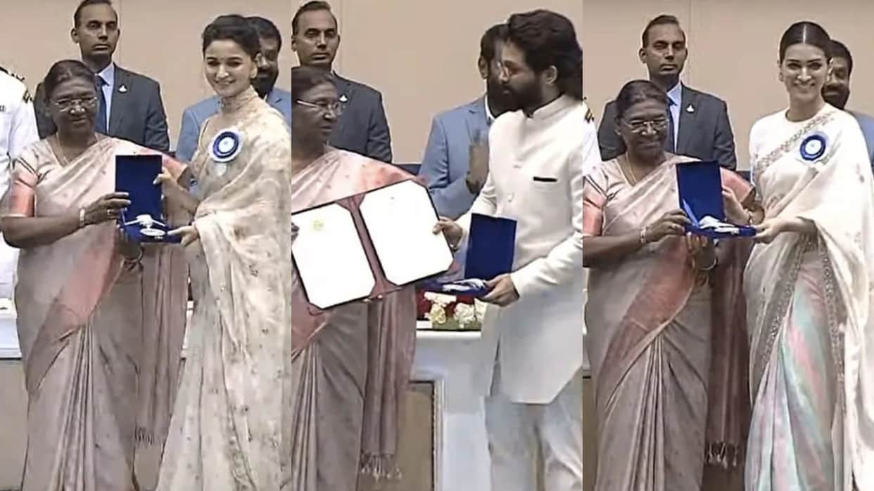 National Film Awards 2023 Allu Arjun Alia Bhatt Kriti Sanon actors awarded by prsident Droupadi Murmu pics