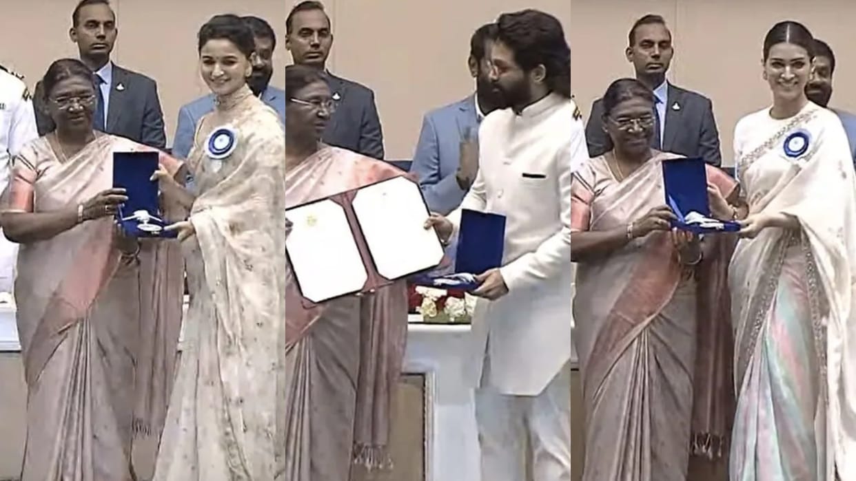 National Film Awards 2023 Allu Arjun Alia Bhatt Kriti Sanon actors awarded by prsident Droupadi Murmu pics