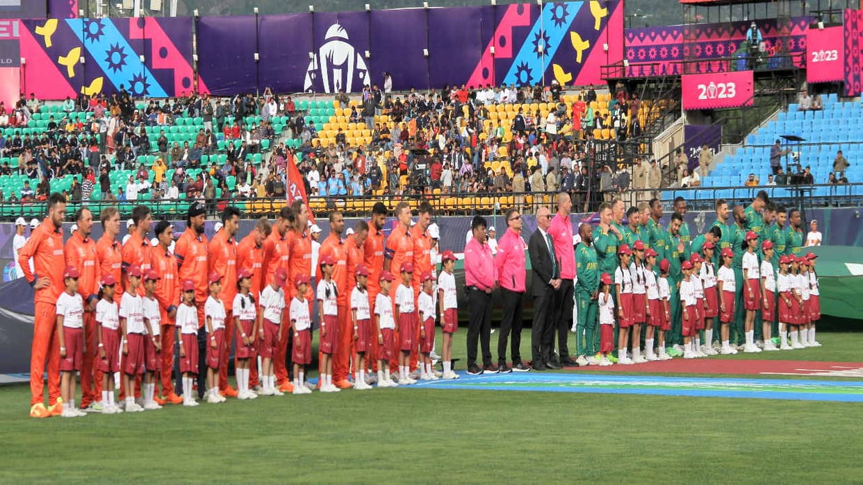 sa vs ned: Rain disruption in  South Africa-Netherlands match in dharamshala, toss delayed, pitch covered