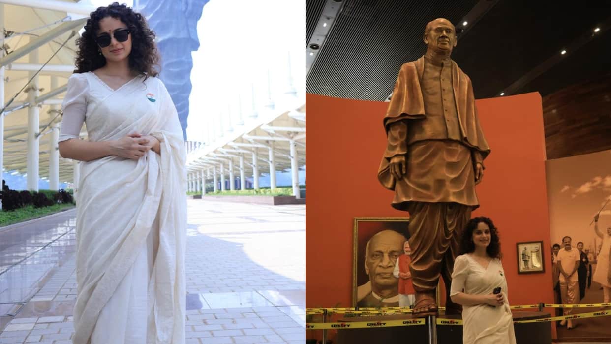 Kangana Ranaut while promoting Tejas at Statue of Unity Actress calls Sardar Patel first chosen PM of Bharat