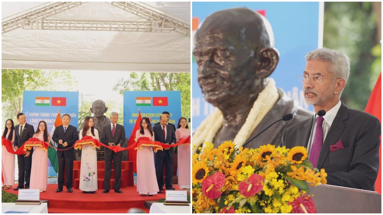 External Affairs Minister Jaishankar attends the unveiling ceremony of the bust of Mahatma Gandhi in Vietnam