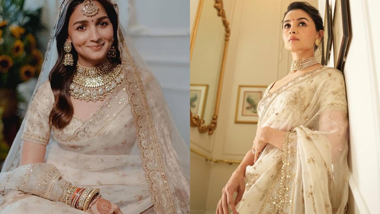 69th national film awards Alia Bhatt wedding saree look how to recreate wedding saree
