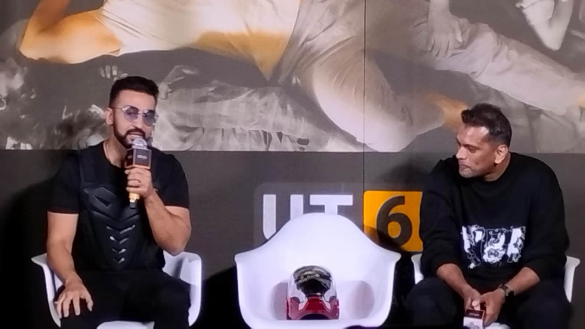 UT69 Trailer Launch Raj Kundra removed mask at event said without shilpa shetty he would never have survived