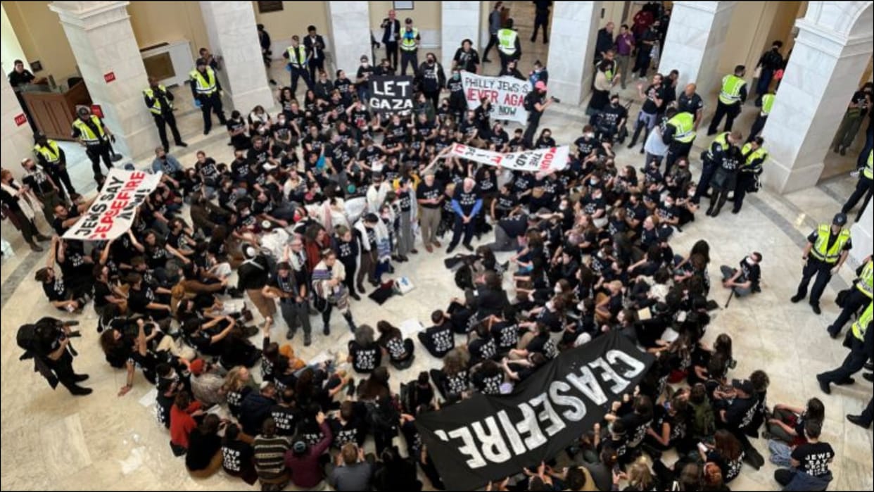 Israel Hamas War American Jews hold protest at US Congress in Washington DC demanding ceasefire in Gaza
