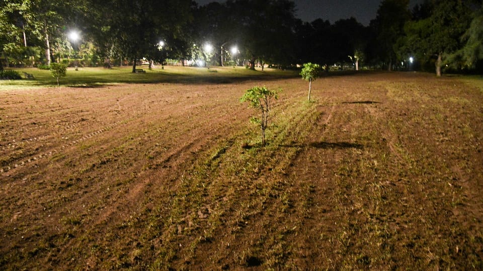 chandigarh corporation removed golf course built in park of Sector-4, leveled land.