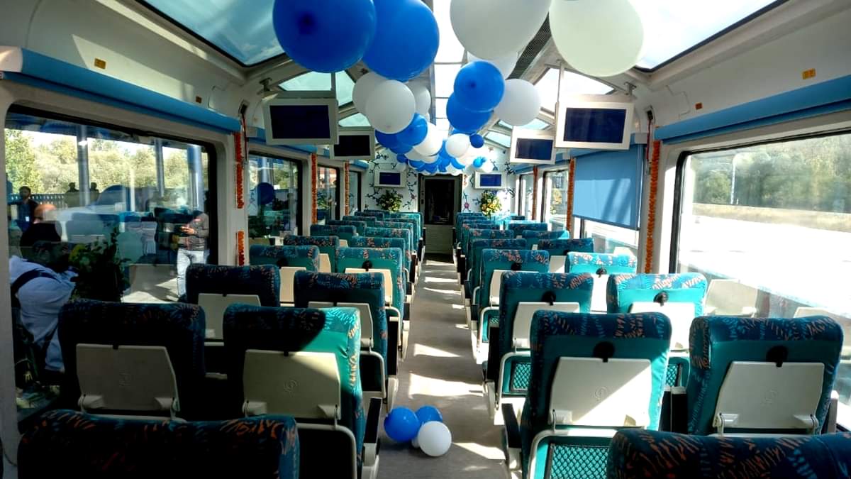 LG manoj Sinha inaugurates Vistadom train in kashmir run from budgam to banihal