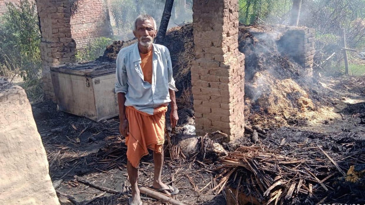 Residential shed burnt to ashes cow and six goats burnt to death