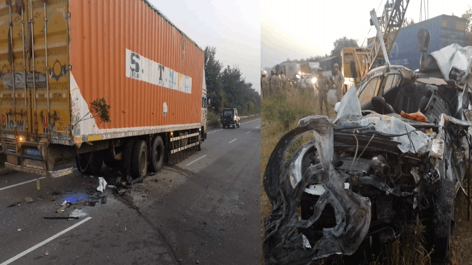 Car rammed into container parked on Jhansi-Lalitpur highway and two killed