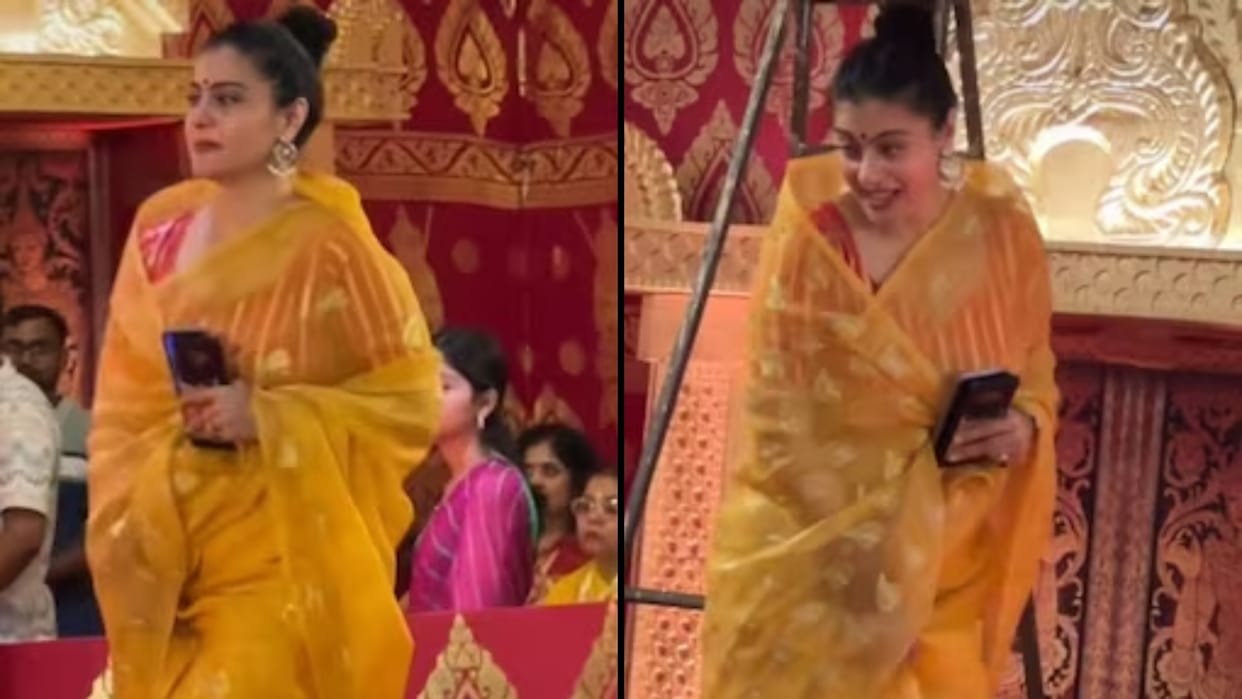 Navratri 2023 Kajol The Trail actress attended North Bombay Sarbojanin Durga Puja see viral video