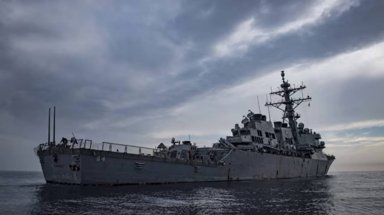 hamas-israel war US Navy warship shoots down three missiles fired from Yemen