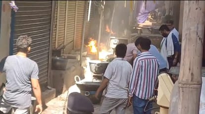 Bihar News : Fire broke out to making Bhandara Prasad in Patna, gas cylinder fired. bihar police