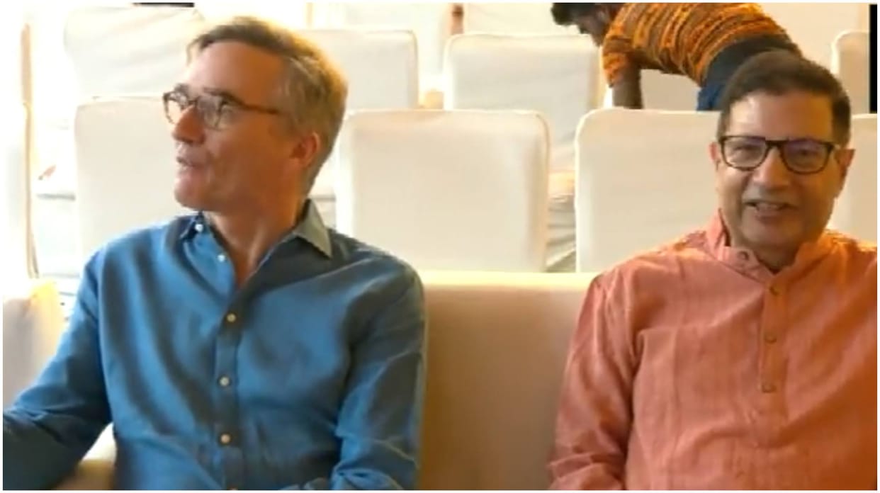 British High Commissioner Alex Ellis and Ambassador of Nepal Dr Shankar Prasad visit the Durga Puja pandal