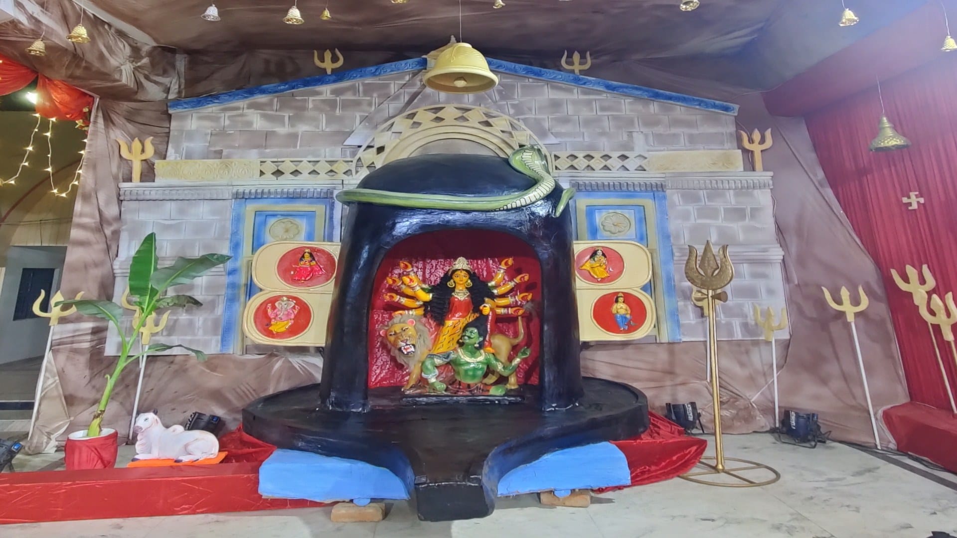 Durga Puja 2023: Mahishasura Mardini, seated in the pandals, was consecrated as per rituals.