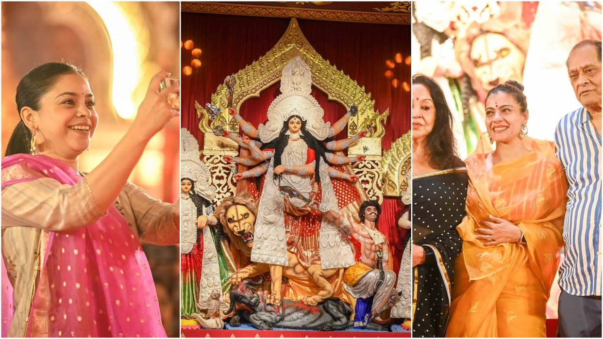 North Bombay Sarbojanin Durga Puja Ghatasthapana Kajol Jaan Kumar Sanu added to the merriment of the festivity